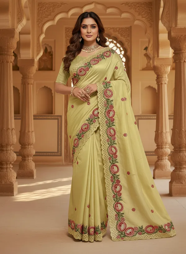 Heavy_Tussar_Silk_sarees_with_Beautiful_Embroidery_&_Sequence_Work_With_Attractive_Cutwork_Border_And_Heavy_Embroidery_&_Sequence_Work_Running_Blouse