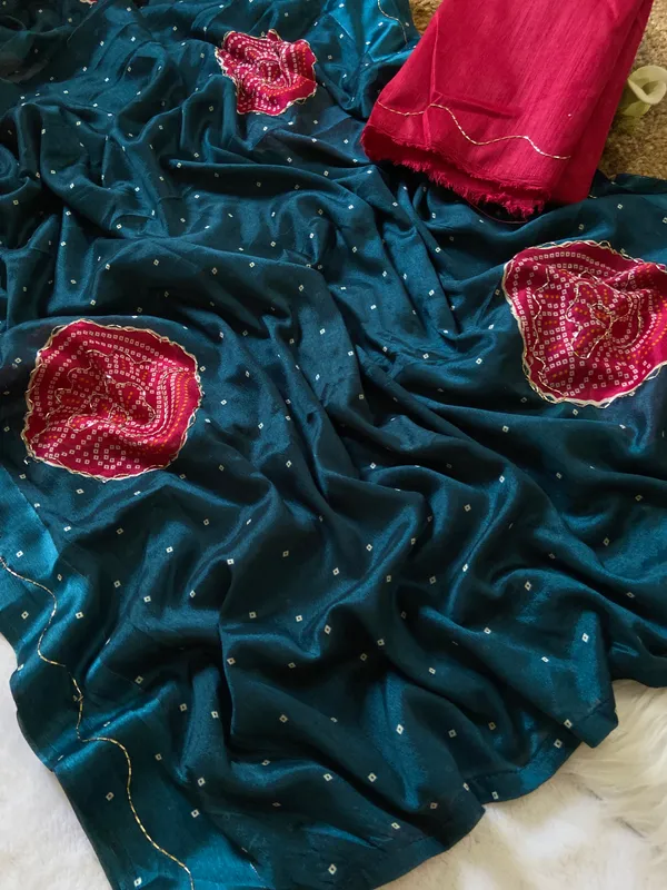 Soft_Chinon_Silk_sarees_with_Beautiful_Bandhani_Print_With_Attractive_Handwork_And_Mono_Fabric_Blouse_With_Tassels_in_new_styles_n_new_look