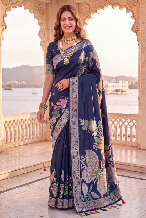 Soft_Silk_Sarees_With_Beautiful_Woven_Zari_Work_With_Attractive_Butterfly_Design_Saree_And_Running_Blouse_With_Tassels