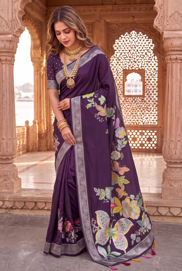 Soft_Silk_Sarees_With_Beautiful_Woven_Zari_Work_With_Attractive_Butterfly_Design_Saree_And_Running_Blouse_With_Tassels