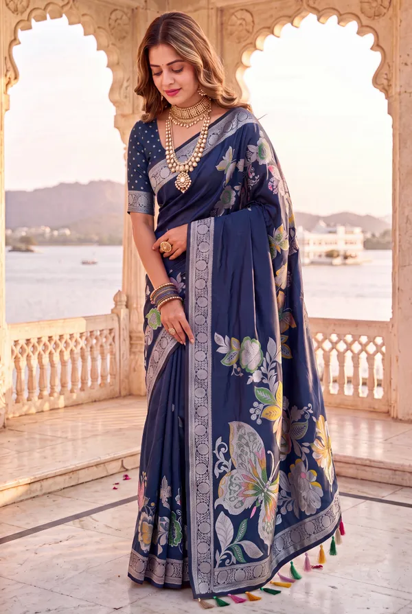 Soft_Silk_Sarees_With_Beautiful_Woven_Zari_Work_With_Attractive_Butterfly_Design_Saree_And_Running_Blouse_With_Tassels