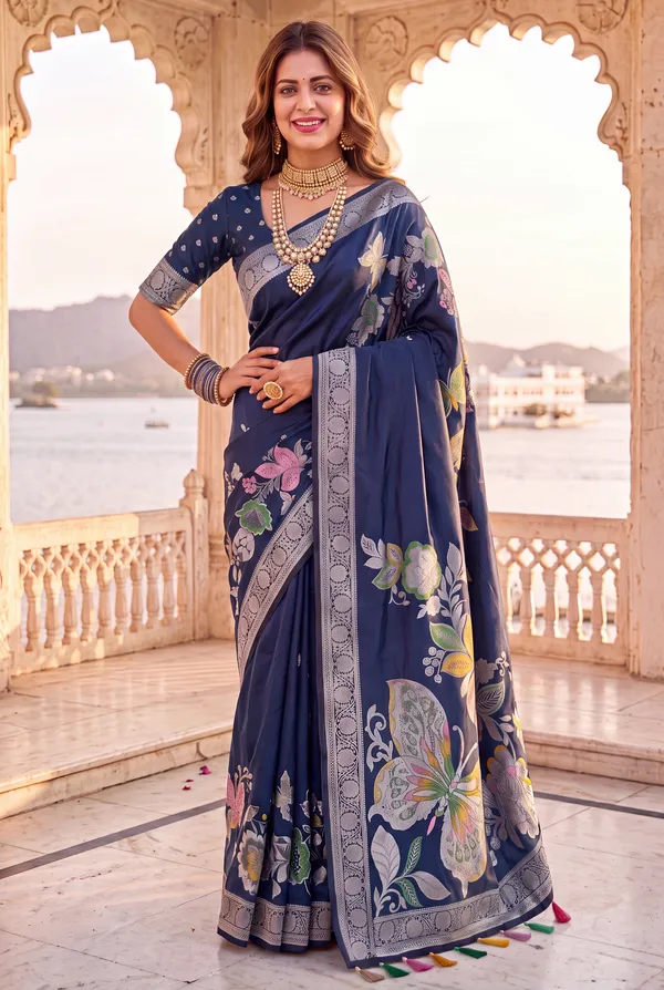Soft_Silk_Sarees_With_Beautiful_Woven_Zari_Work_With_Attractive_Butterfly_Design_Saree_And_Running_Blouse_With_Tassels