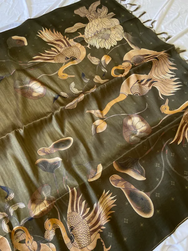 Soft_Tussar_Silk_Sarees_With_Beautiful_Digital_Print_With_Attractive_Jungle_Theme_Design_And_Digital_Print_Blouse_With_Tassels