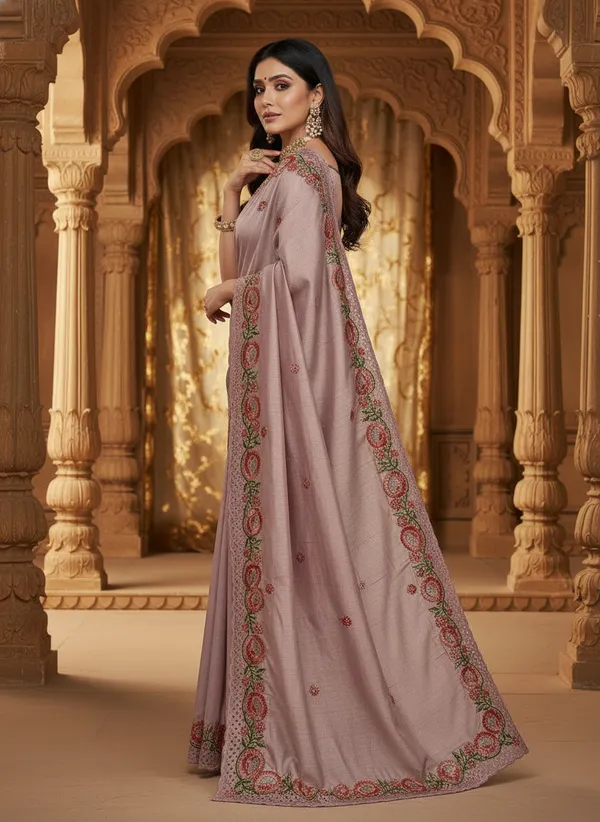 Heavy_Tussar_Silk_sarees_with_Beautiful_Embroidery_&_Sequence_Work_With_Attractive_Cutwork_Border_And_Heavy_Embroidery_&_Sequence_Work_Running_Blouse