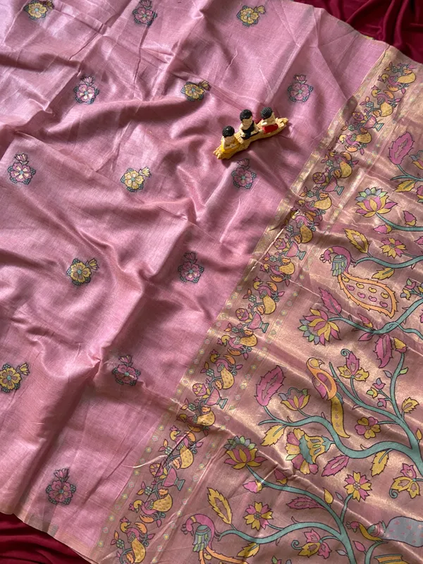 Premium_Soft_Muga_Cotton_Paithani_sarees_with_Beautiful_Weaving_Design_Featuring_Jungle_Theme_And_Swan_Motifs_Pallu_With_Attractive_All_Over_Resham_Weaving_Butti_Design_And_Resham_Weaving_Butti_Blouse_With_Fancy_Tassels