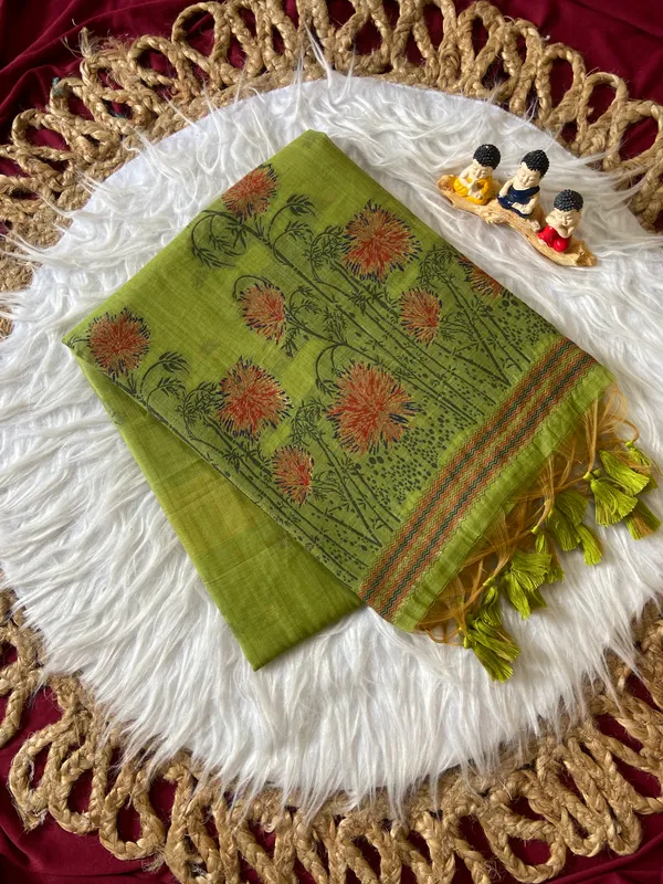Premium_Soft_Muga_Cotton_sarees_with_Beautiful_?Colourfull_Resham_Weaving__Flower_Design_Pallu_With_Attractive_Traditional_Zari_Weaving__With_All_Over__Resham_Weaving__And_Resham_Weaving_Butti_Blouse_With_Fancy_Tassels