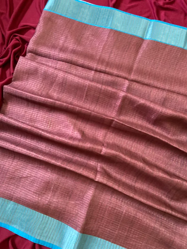 Soft_Tussar_Silk_sarees_with_Beautiful_Digital_Print_With_Attractive_Checks_Design_Saree_And_Digital_Print_Blouse_With_Tassels