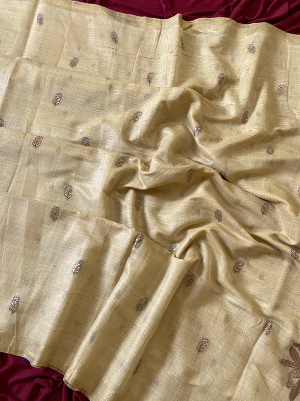 Premium_Soft_Muga_Cotton_sarees_with_Beautiful_Colourfull_Resham_Weaving__Peacock_Design_Pallu_With_Attractive_Traditional_Zari_Weaving__With_All_Over__Resham_Weaving__And_Resham_Weaving_Butti_Blouse_With_Fancy_Tassels