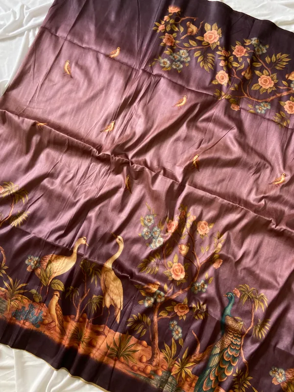 Soft_Tussar_Silk_sarees_with_Beautiful_Digital_Print_With_Attractive_Jungle_Theme_Design_And_Digital_Print_Blouse_With_Tassels