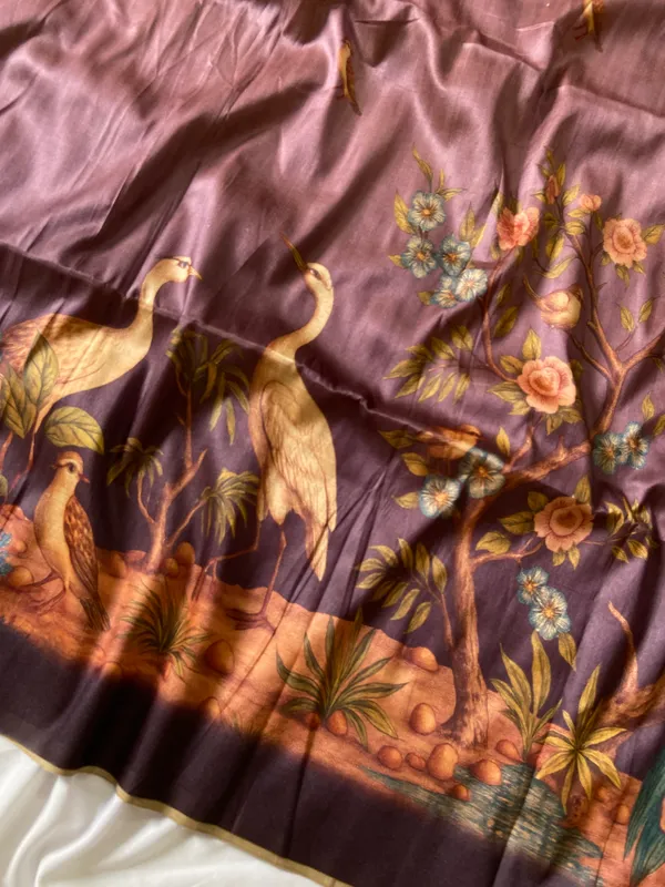 Soft_Tussar_Silk_sarees_with_Beautiful_Digital_Print_With_Attractive_Jungle_Theme_Design_And_Digital_Print_Blouse_With_Tassels