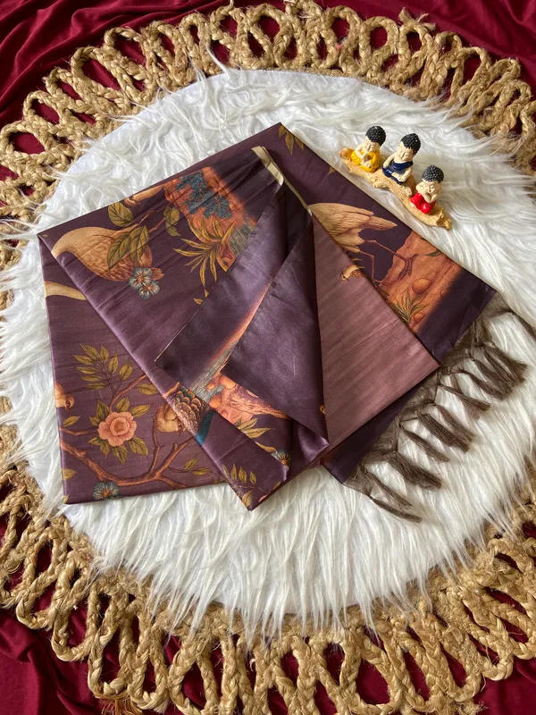 Soft_Tussar_Silk_sarees_with_Beautiful_Digital_Print_With_Attractive_Jungle_Theme_Design_And_Digital_Print_Blouse_With_Tassels