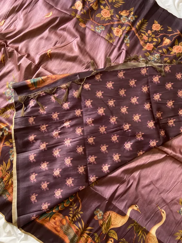 Soft_Tussar_Silk_sarees_with_Beautiful_Digital_Print_With_Attractive_Jungle_Theme_Design_And_Digital_Print_Blouse_With_Tassels