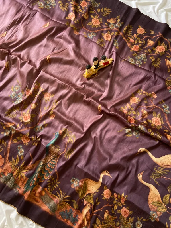 Soft_Tussar_Silk_sarees_with_Beautiful_Digital_Print_With_Attractive_Jungle_Theme_Design_And_Digital_Print_Blouse_With_Tassels