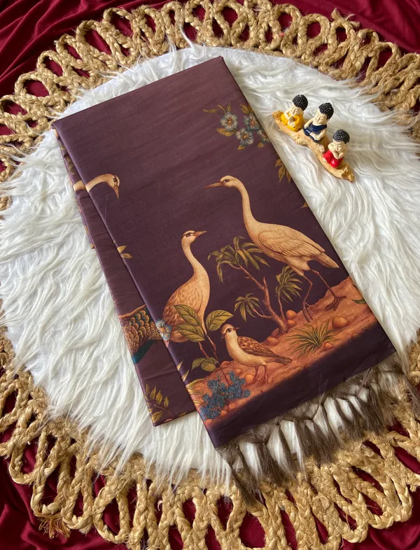Soft_Tussar_Silk_sarees_with_Beautiful_Digital_Print_With_Attractive_Jungle_Theme_Design_And_Digital_Print_Blouse_With_Tassels