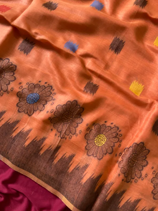 Premium_Soft_Muga_Cotton_sarees_with_Beautiful_Colourfull_3D_Woven_Flower_Design_Pallu_With_Attractive_All_Over_Resham_Weaving_Butti_Design_With_Resham_Weaving_Border_And_Resham_Weaving_Butti_Blouse_With_Fancy_Tassels