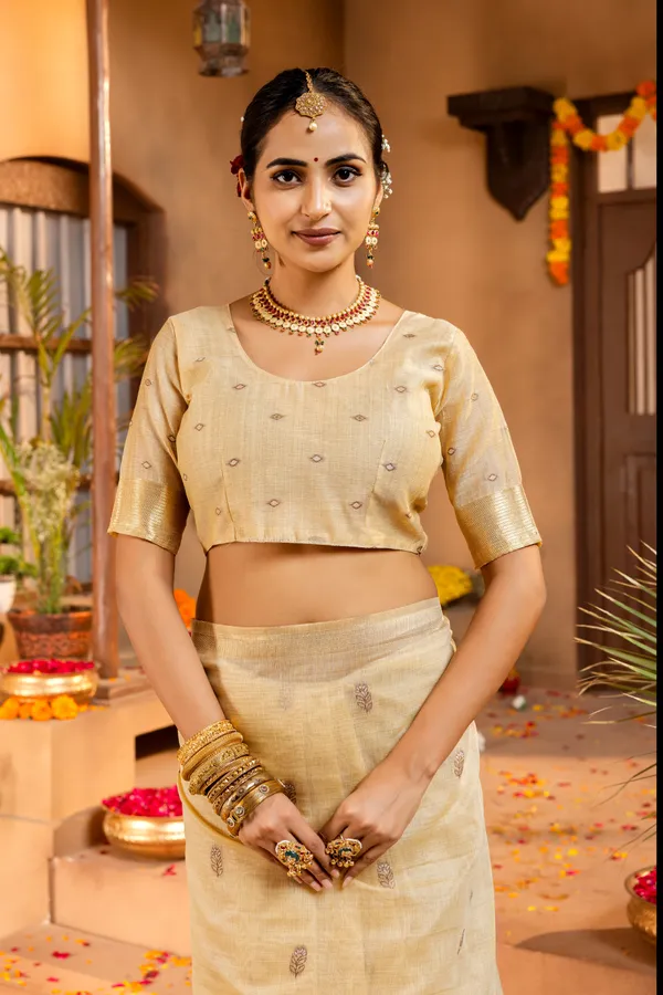 Premium_Soft_Muga_Cotton_sarees_with_Beautiful_?Colourfull_Resham_Weaving__Peacock_Design_Pallu_With_Attractive_Traditional_Zari_Weaving__With_All_Over__Resham_Weaving__And_Resham_Weaving_Butti_Blouse_With_Fancy_Tassels