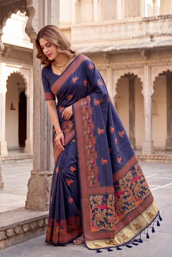 Soft_Pashmina_Silk_sarees_with_Beautiful_Woven_Zari_Work_With_Attractive_Pashmina_Design_Saree_And_Running_Blouse_With_Tassels