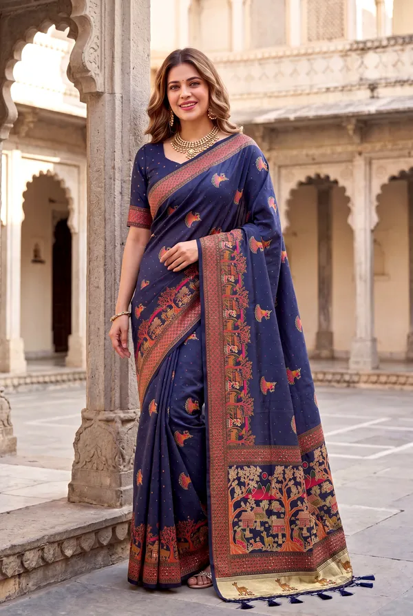 Soft_Pashmina_Silk_sarees_with_Beautiful_Woven_Zari_Work_With_Attractive_Pashmina_Design_Saree_And_Running_Blouse_With_Tassels