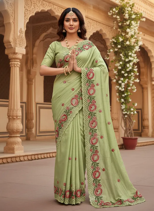 Heavy_Tussar_Silk_sarees_with_Beautiful_Embroidery_&_Sequence_Work_With_Attractive_Cutwork_Border_And_Heavy_Embroidery_&_Sequence_Work_Running_Blouse