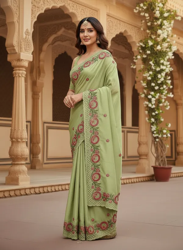 Heavy_Tussar_Silk_sarees_with_Beautiful_Embroidery_&_Sequence_Work_With_Attractive_Cutwork_Border_And_Heavy_Embroidery_&_Sequence_Work_Running_Blouse