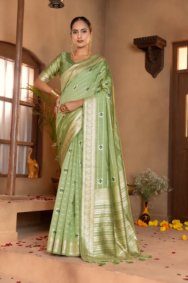 Premium_Soft_Khadi_Linen_sarees_with_Beautiful_Design_Weaving__Pallu_With_Attractive_Traditional_Zari_Weaving__Border_With_All_Over_Butterfly_Weaving__Design_And_Weaving__Blouse_With_Fancy_Tassels