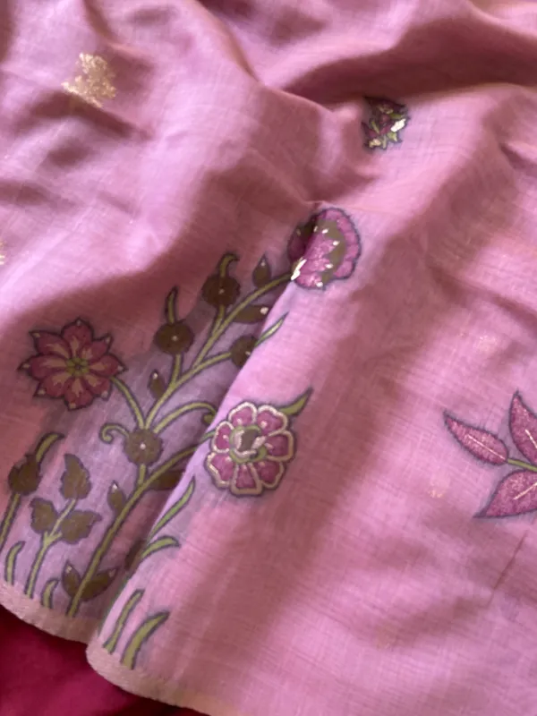 Premium_Soft_Muga_Cotton_sarees_with_Beautiful_Colourfull_Resham_Weaving__Flower_Design_Pallu_With_Attractive_Traditional_Zari_Weaving__With_All_Over__Resham_Weaving__And_Resham_Weaving_Butti_Blouse_With_Fancy_Tassels