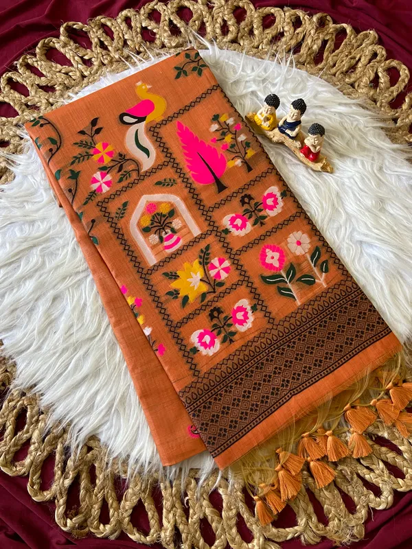 Premium_Soft_Jamdani_Cotton_sarees_with_Beautiful_Colourfull_3D_Woven_Peacock_Design_Pallu_With_Attractive_All_Over_Resham_Weaving_Butti_Design_With_Resham_Weaving_Border_And_Running_Blouse_With_Fancy_Tassels