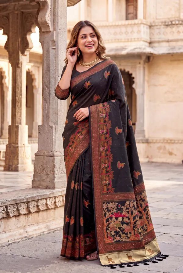 Soft_Pashmina_Silk_sarees_with_Beautiful_Woven_Zari_Work_With_Attractive_Pashmina_Design_Saree_And_Running_Blouse_With_Tassels