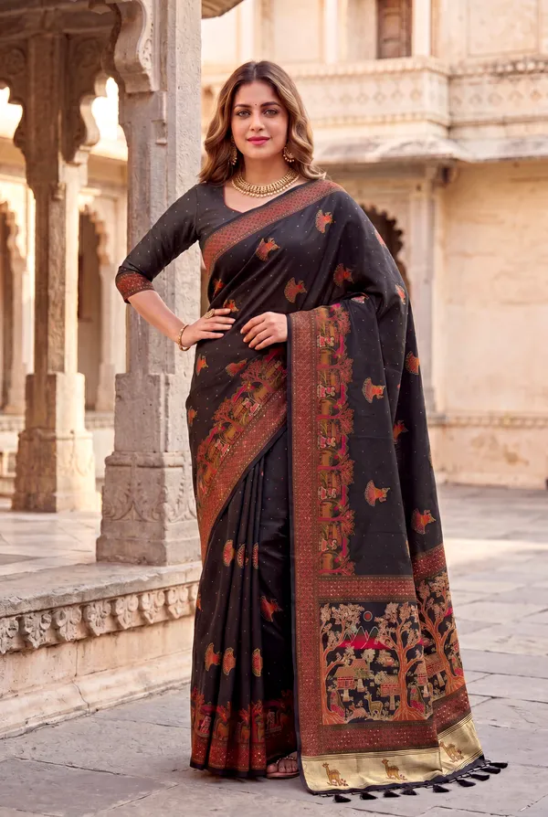 Soft_Pashmina_Silk_sarees_with_Beautiful_Woven_Zari_Work_With_Attractive_Pashmina_Design_Saree_And_Running_Blouse_With_Tassels