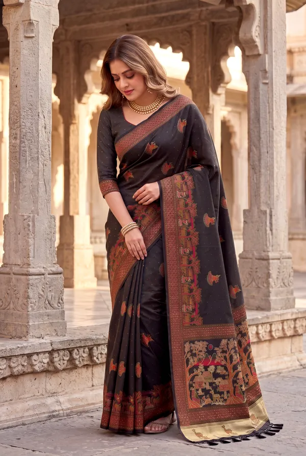 Soft_Pashmina_Silk_sarees_with_Beautiful_Woven_Zari_Work_With_Attractive_Pashmina_Design_Saree_And_Running_Blouse_With_Tassels