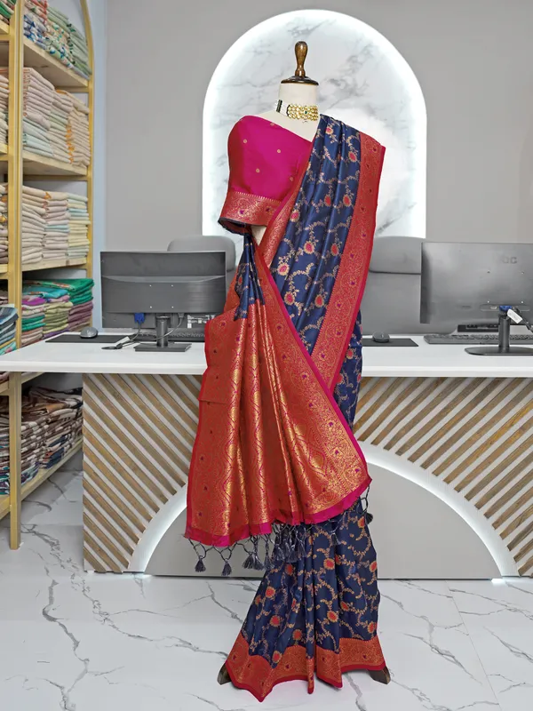 Premium_Soft_Paithani_Silk_sarees_With_Beautiful_Weaving_Pattern_With_Attractive_Rich_Pallu_And_Border_And_Weaving_Blouse_With_Tassels