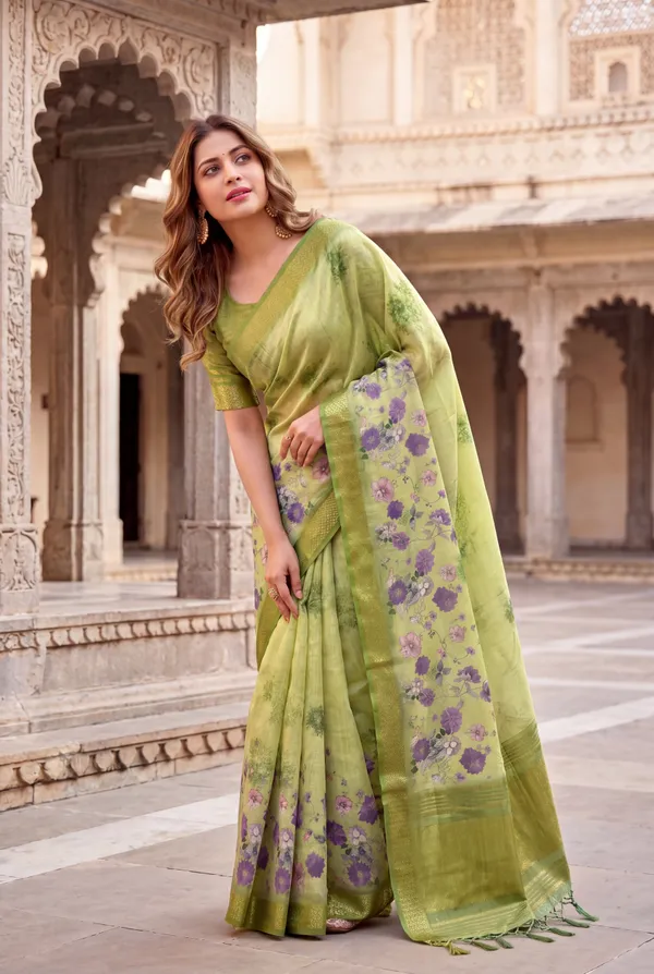 Soft_Tissue_Silk_sarees_with_Beautiful_Digital_Print_With_Attractive_Border_&_Rich_Pallu_With_Sequence_And_Contrast_Print_Blouse_With_Tassels