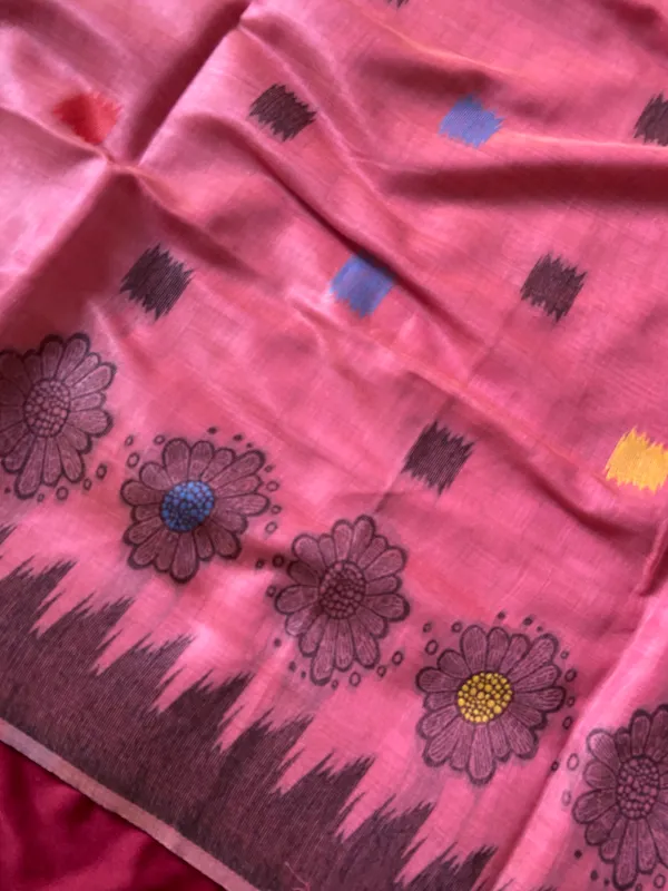 Premium_Soft_Muga_Cotton_sarees_with_Beautiful_Colourfull_3D_Woven_Flower_Design_Pallu_With_Attractive_All_Over_Resham_Weaving_Butti_Design_With_Resham_Weaving_Border_And_Resham_Weaving_Butti_Blouse_With_Fancy_Tassels