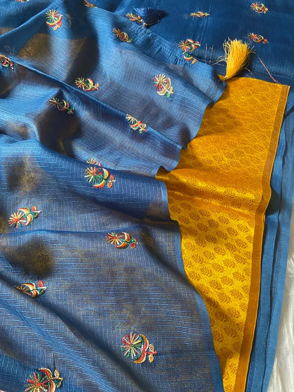 Premium_Soft_Kota_sarees_with_Beautiful_Embroidery_With_Attractive_Design_And_Contrast_Jecquard_Blouse_With_Tassels_in_new_styles_n_new_look