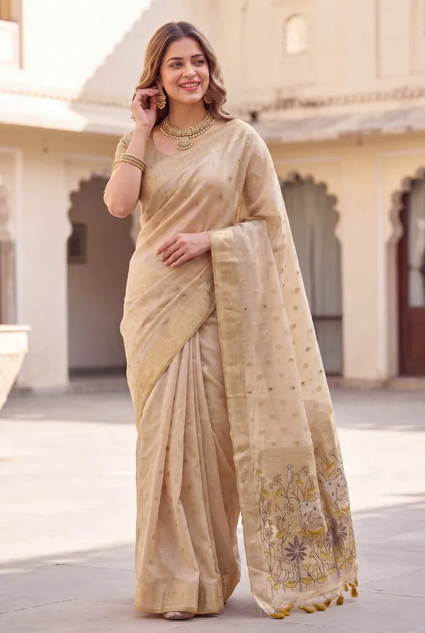 Premium_Soft_Muga_Cotton_Paithani_sarees_with_Beautiful_Colourfull_3D_Woven_Cow_Design_Pallu_With_Attractive_All_Over_Resham_Weaving_Butti_Design_With_Zari_Weaving_Border_And_Resham_Weaving_Butti_Blouse_With_Fancy_Tassels