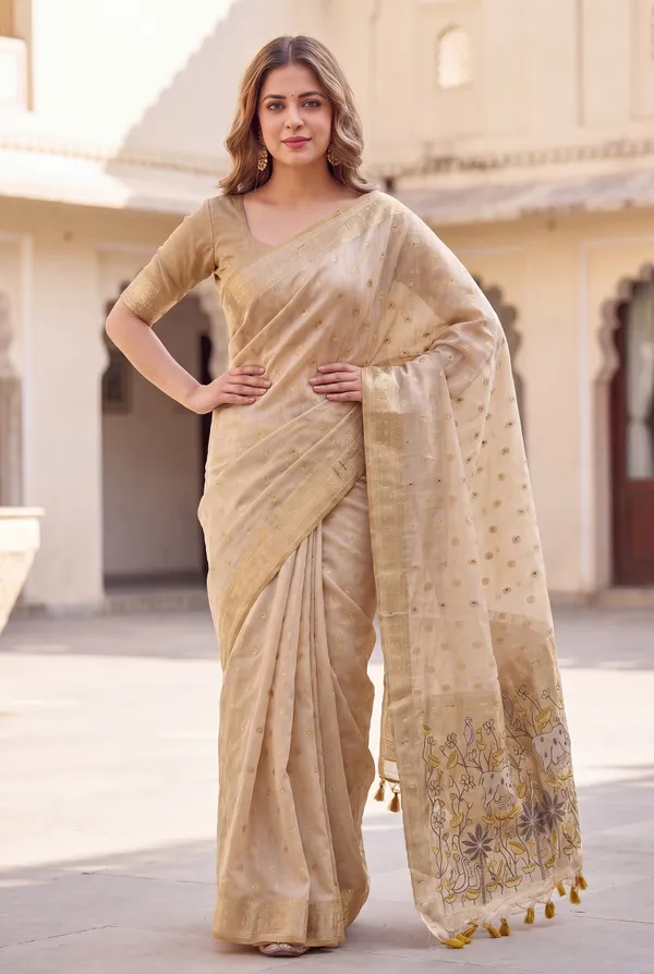 Premium_Soft_Muga_Cotton_Paithani_sarees_with_Beautiful_Colourfull_3D_Woven_Cow_Design_Pallu_With_Attractive_All_Over_Resham_Weaving_Butti_Design_With_Zari_Weaving_Border_And_Resham_Weaving_Butti_Blouse_With_Fancy_Tassels