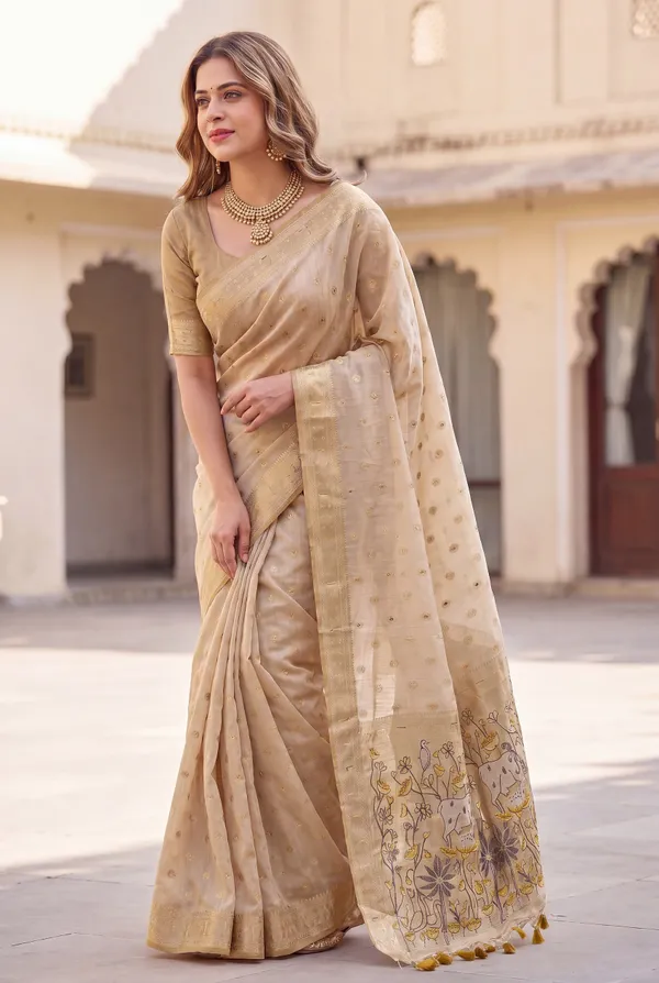 Premium_Soft_Muga_Cotton_Paithani_sarees_with_Beautiful_Colourfull_3D_Woven_Cow_Design_Pallu_With_Attractive_All_Over_Resham_Weaving_Butti_Design_With_Zari_Weaving_Border_And_Resham_Weaving_Butti_Blouse_With_Fancy_Tassels