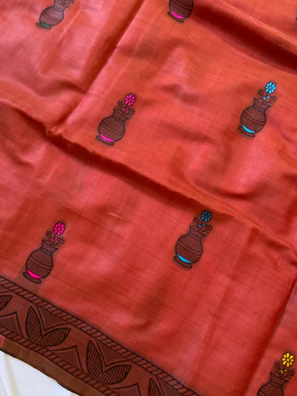 Premium_Soft_Muga_Cotton_sarees_with_Beautiful_?Colourfull_Resham_Weaving_Kalamkari_Design_Pallu_With_Attractive_All_Over_Resham_Weaving_Matka_Design_With_Resham_Weaving_Border_And_Resham_Weaving_Butti_Design_Blouse_With_Fancy_Tassels