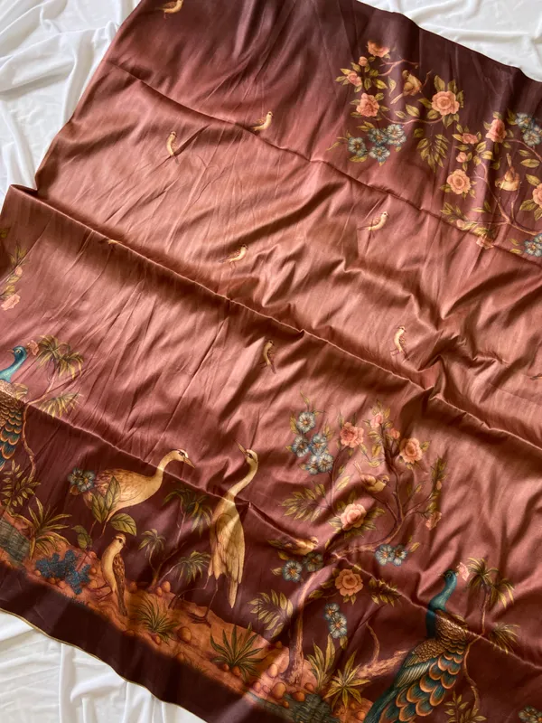 Soft_Tussar_Silk_sarees_with_Beautiful_Digital_Print_With_Attractive_Jungle_Theme_Design_And_Digital_Print_Blouse_With_Tassels