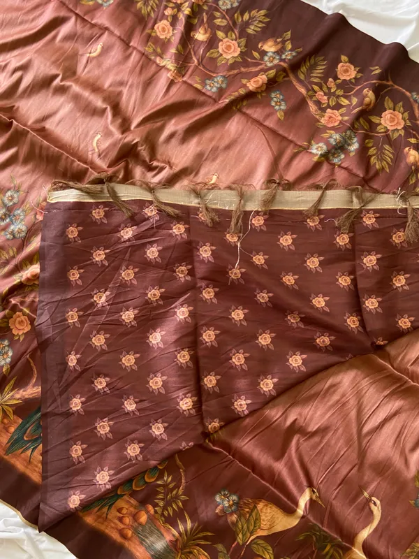 Soft_Tussar_Silk_sarees_with_Beautiful_Digital_Print_With_Attractive_Jungle_Theme_Design_And_Digital_Print_Blouse_With_Tassels