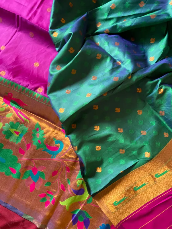 Premium_Soft_Paithani_Silk_sarees_With_Beautiful_Weaving_Pattern_With_Attractive_Rich_Pallu_And_Border_And_Weaving_Blouse_With_Tassels