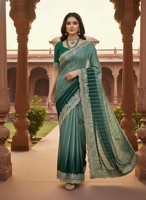 Kajju_Katri_Pedding_sarees_with_Beautiful_Embroidery_&_Sequence_Work_With_Attractive_Cutwork_Border_And_Heavy_Embroidery_&_Sequence_Work_Blouse