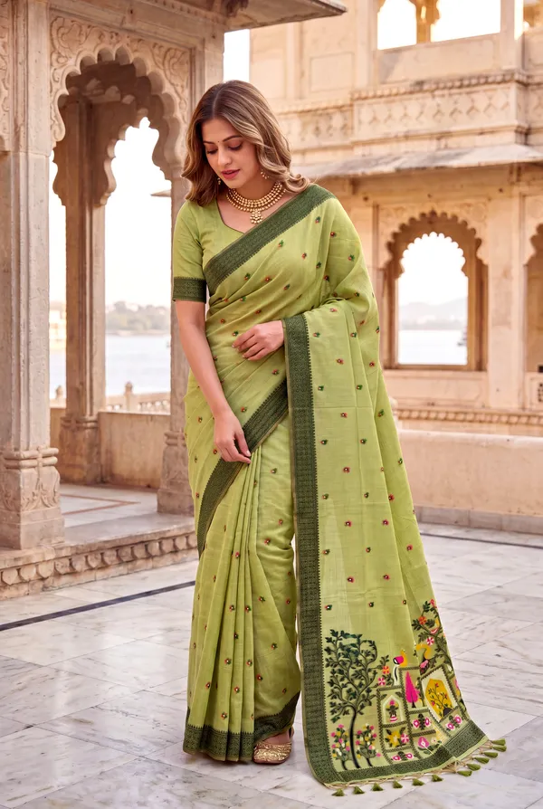 Premium_Soft_Jamdani_Cotton_sarees_with_Beautiful_Colourfull_3D_Woven_Peacock_Design_Pallu_With_Attractive_All_Over_Resham_Weaving_Butti_Design_With_Resham_Weaving_Border_And_Running_Blouse_With_Fancy_Tassels