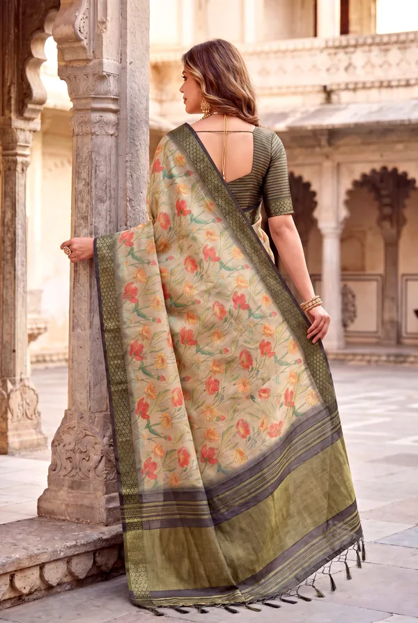 Soft_Tissue_Silk_sarees_with_Beautiful_Digital_Print_With_Attractive_Border_&_Rich_Pallu_With_Sequence_And_Contrast_Print_Blouse_With_Tassels