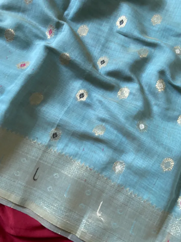 Premium_Soft_Muga_Cotton_Paithani_sarees_with_Beautiful_Colourfull_3D_Woven_Cow_Design_Pallu_With_Attractive_All_Over_Resham_Weaving_Butti_Design_With_Zari_Weaving_Border_And_Resham_Weaving_Butti_Blouse_With_Fancy_Tassels