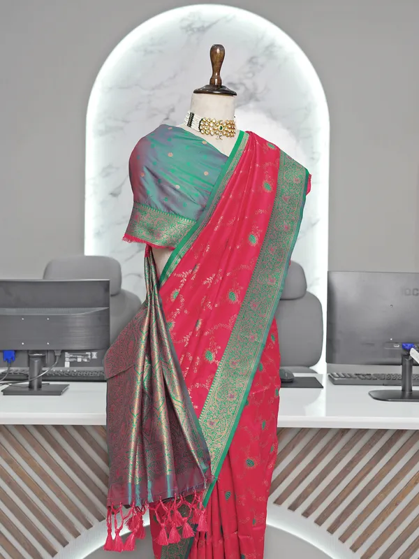 Premium_Soft_Paithani_Silk_sarees_With_Beautiful_Weaving_Pattern_With_Attractive_Rich_Pallu_And_Border_And_Weaving_Blouse_With_Tassels
