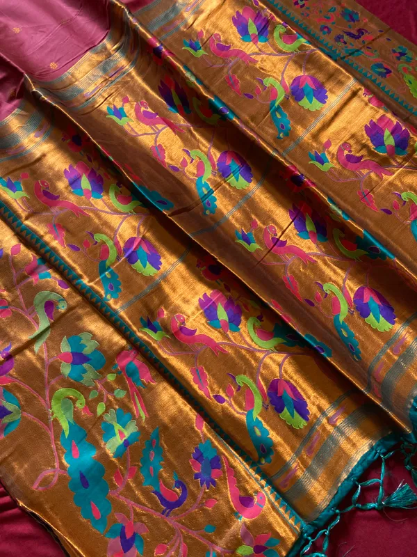 Premium_Soft_Paithani_Silk_sarees_With_Beautiful_Weaving_Pattern_With_Attractive_Rich_Pallu_And_Border_And_Weaving_Blouse_With_Tassels