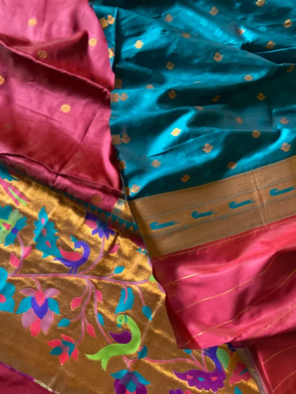 Premium_Soft_Paithani_Silk_sarees_With_Beautiful_Weaving_Pattern_With_Attractive_Rich_Pallu_And_Border_And_Weaving_Blouse_With_Tassels