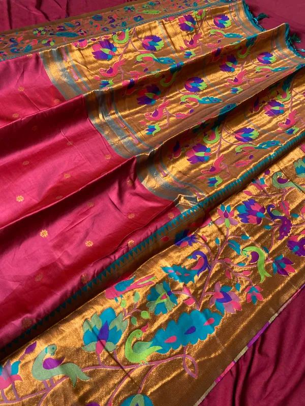 Premium_Soft_Paithani_Silk_sarees_With_Beautiful_Weaving_Pattern_With_Attractive_Rich_Pallu_And_Border_And_Weaving_Blouse_With_Tassels