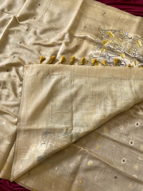 Premium_Soft_Muga_Cotton_Paithani_sarees_with_Beautiful_Colourfull_3D_Woven_Cow_Design_Pallu_With_Attractive_All_Over_Resham_Weaving_Butti_Design_With_Zari_Weaving_Border_And_Resham_Weaving_Butti_Blouse_With_Fancy_Tassels